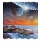 Ambesonne Galaxy Shower Curtain, Planet Landscape View from a Rocky Beach Ocean Science Room Theme, Cloth Fabric Bathroom Decor Set with Hooks, 69" W x 70" L, Orange Umber Blue